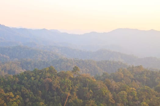 Sunset on mountain background, Thailand