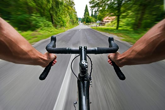 Road cycling wide angle high speed shoot