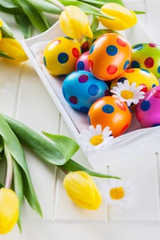 beautiful Easter still life with fresh tulips