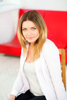 Charming woman in white suit with soft look