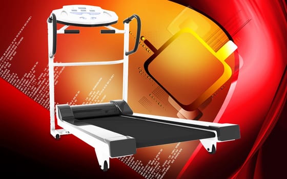 Digital illustration of Fitness equipment in colour background