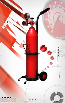 Digital illustration of oxygen cylinder in colour background