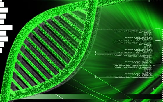 Digital illustration DNA structure in colour background