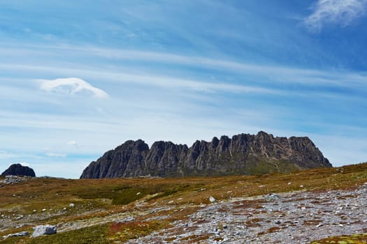 Cradle Mountain from Overland Trail aspect.