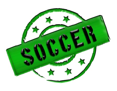 Sign and stamp named Soccer colored black.