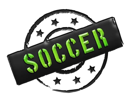 Sign and stamp named Soccer colored black.