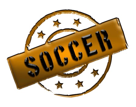 Sign and stamp named Soccer colored black.