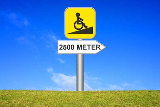 Signpost: Wheelchair ramp 2500 meters