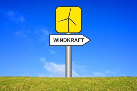 Sign Signpost: Wind Power