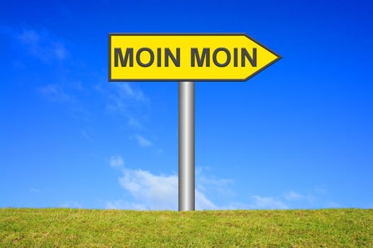 Sign signpost: Moin Moin