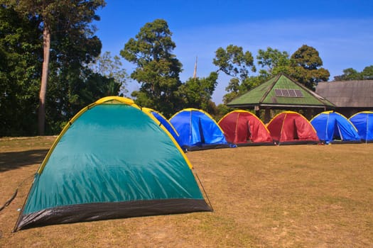 Colorful tent on the camping ground of national park
