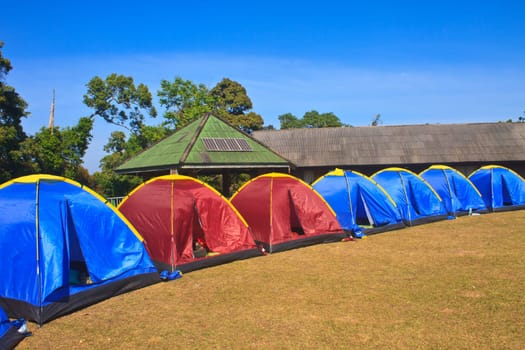 Colorful tent on the camping ground of national park