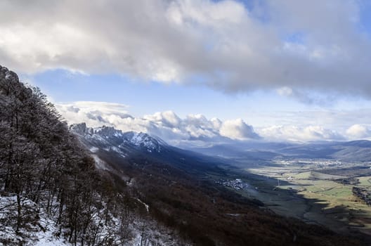 Beautiful view over the mountains of Navarra in Spain.