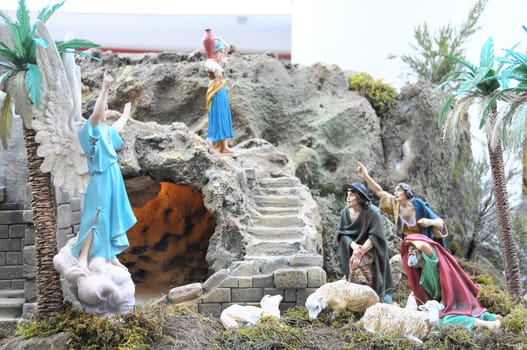 Traditional European Statuette in a Christmas Crib Nativity Scene