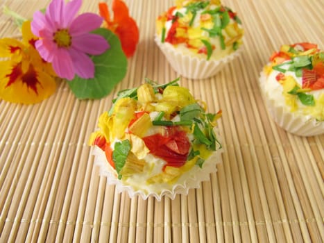 Herb butter chocolates with edible flowers