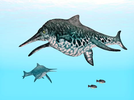 Computer-generated 3D illustration with the prehistoric ichthyosaur Shonisaurus