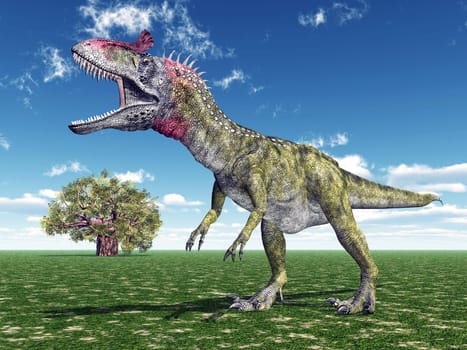 Computer-generated 3D illustration with the dinosaur Cryolophosaurus