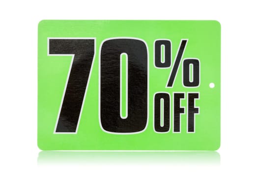 Green sale tag, isolated on white background