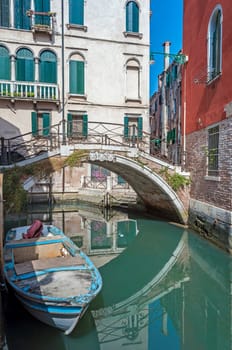 Bridge over a canal in Venice, Italy.