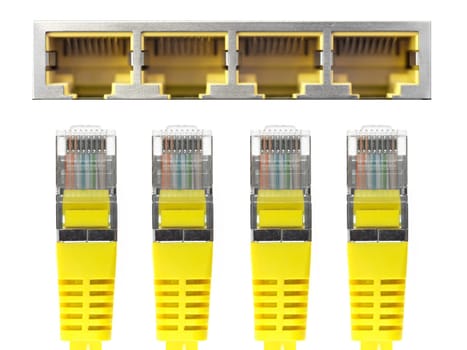 Ethernet cables isolated against a plain background