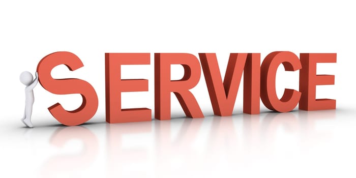 3d person is raising the first letter of SERVICE word