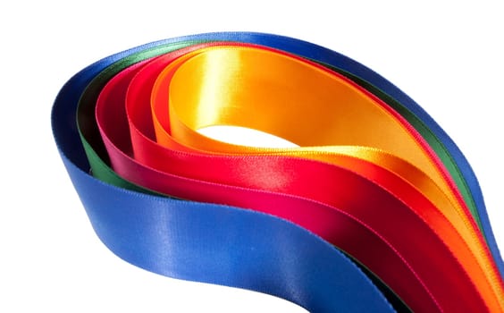 Colorful ribbon assortment with white background