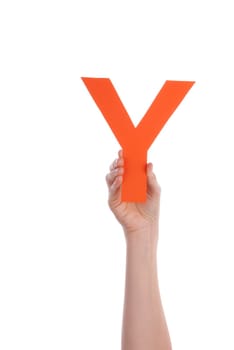 A Hand With an Orange Y, Isolated