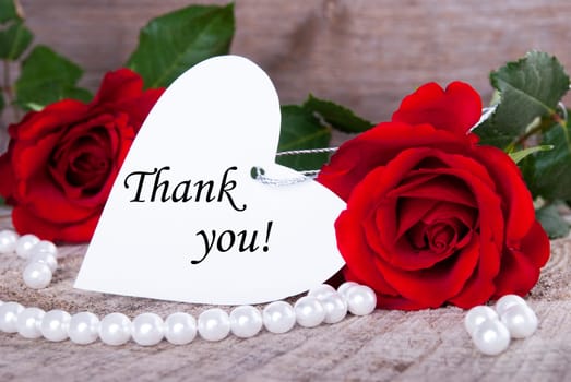 Background with Roses and Pearls and the Words Thank You