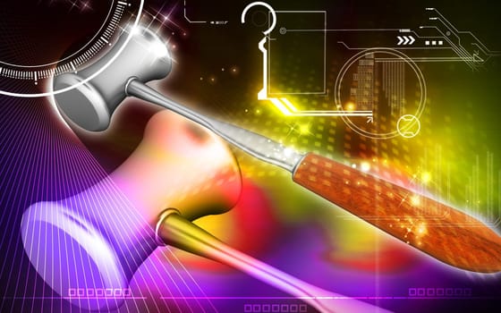 Digital illustration Medical Hammer in colour background