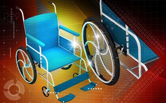 Digital Illustration of wheel chair in colour background