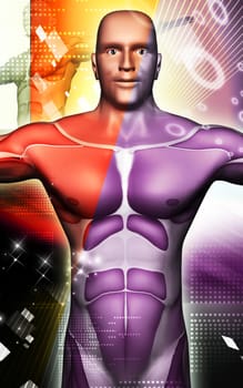 Digital illustration of human body in colour background