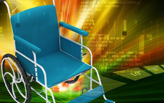 Digital Illustration of wheel chair in colour background