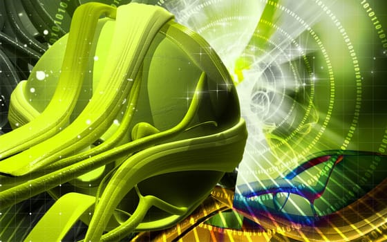 Digital illustration of eye in colour background