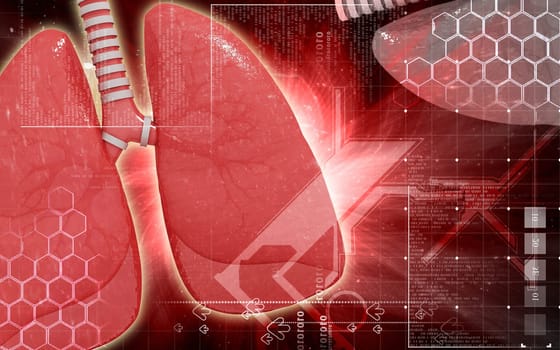 Digital illustration of human lungs in colour background