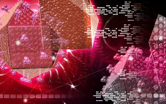 Digital illustration of HIV Virus in colour background