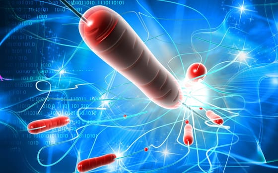Digital illustration of cholera bacteria in colour background