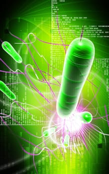 Digital illustration of cholera bacteria in colour background