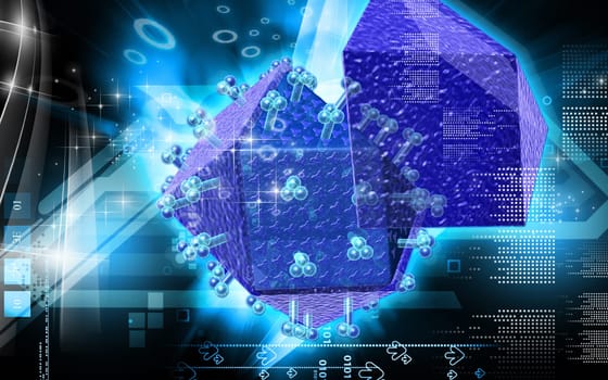 Digital illustration of HIV Virus in colour background