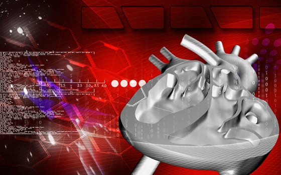 Digital illustration of heart in colour background