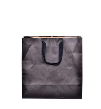 black paper bag isolated on white background