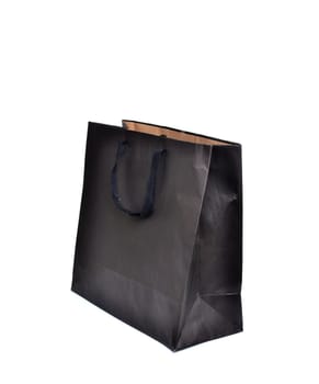 black paper bag isolated on white background