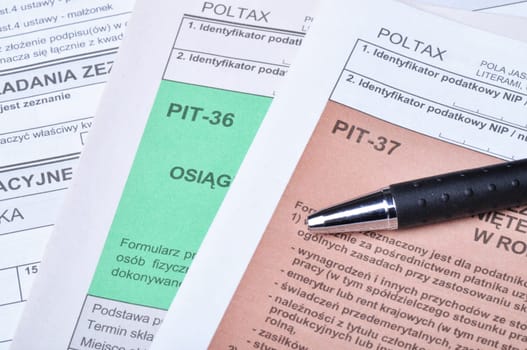 Polish tax forms,PIT-36 and PIT-37.