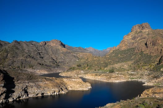 River with Dark Black Water in Canary Islands