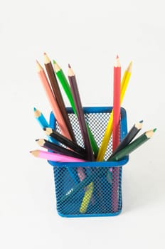 New Pencils Textured Set on a Colored Background