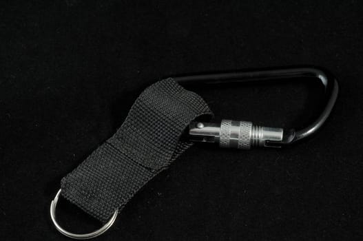 Aluminium Metal Carabiner Isolated on a Black Background