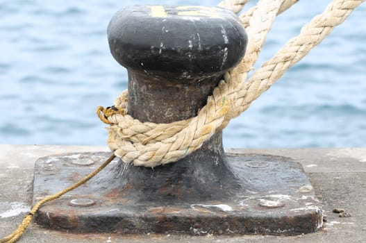 Rusty Mooring on a Pier , in Canary Islands, Spain