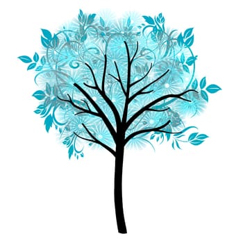ornamental blue tree illustration