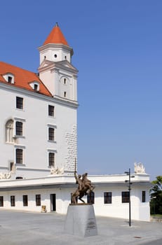 Bratislava castle. Situated on a plateau 85 metres (279 ft) above the Danube. First stone was setlled in the 10th century. Slovakia