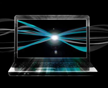 laptop and internet stream   background