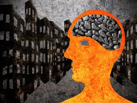 city man with asphalt brain